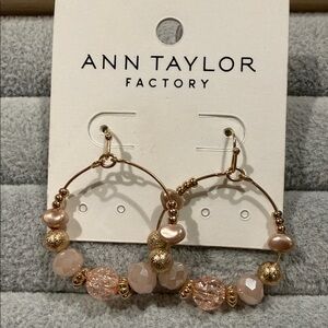 Ann Taylor Gold and Pink Beaded Earrings